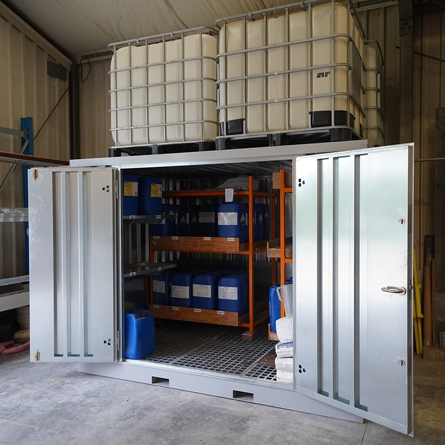 3 x 2 FOCO Contenedor para Almacenar Productos Químicos Galvanizado