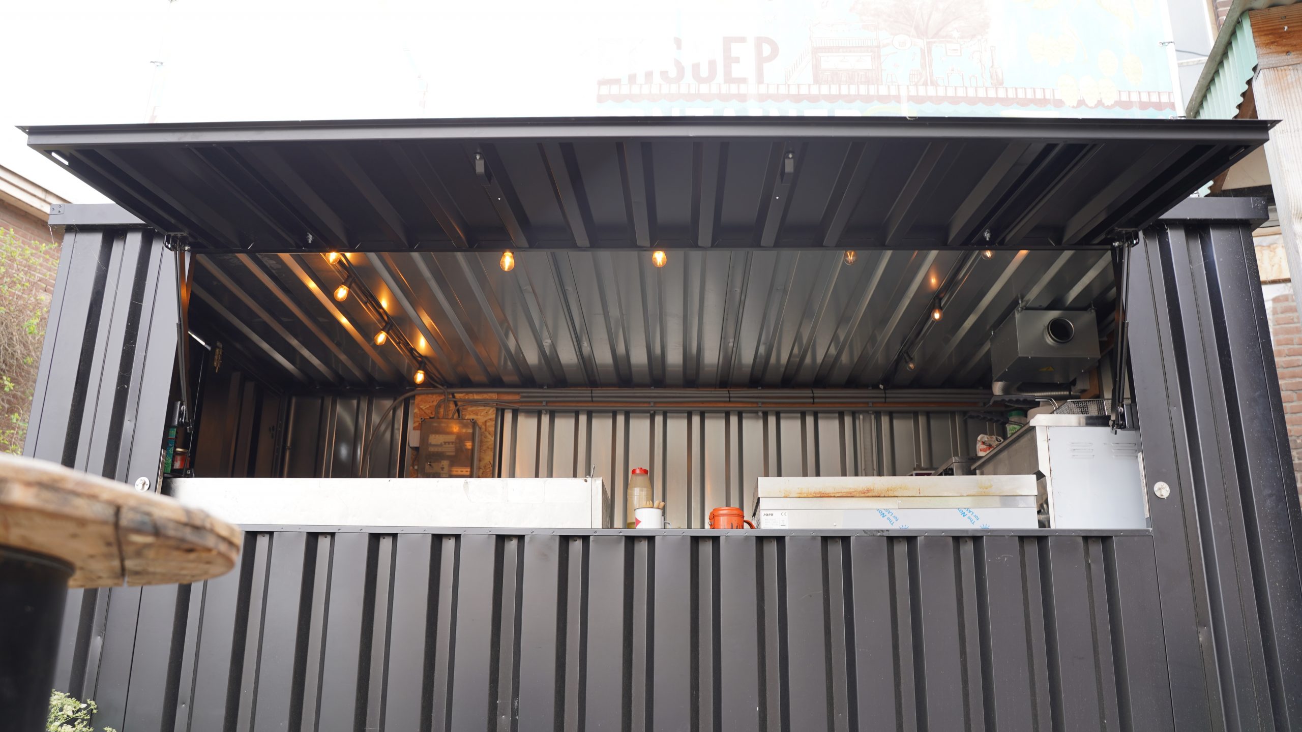 Bar Contenedor Plegable XL 8×2 metros Blanco RAL 9016