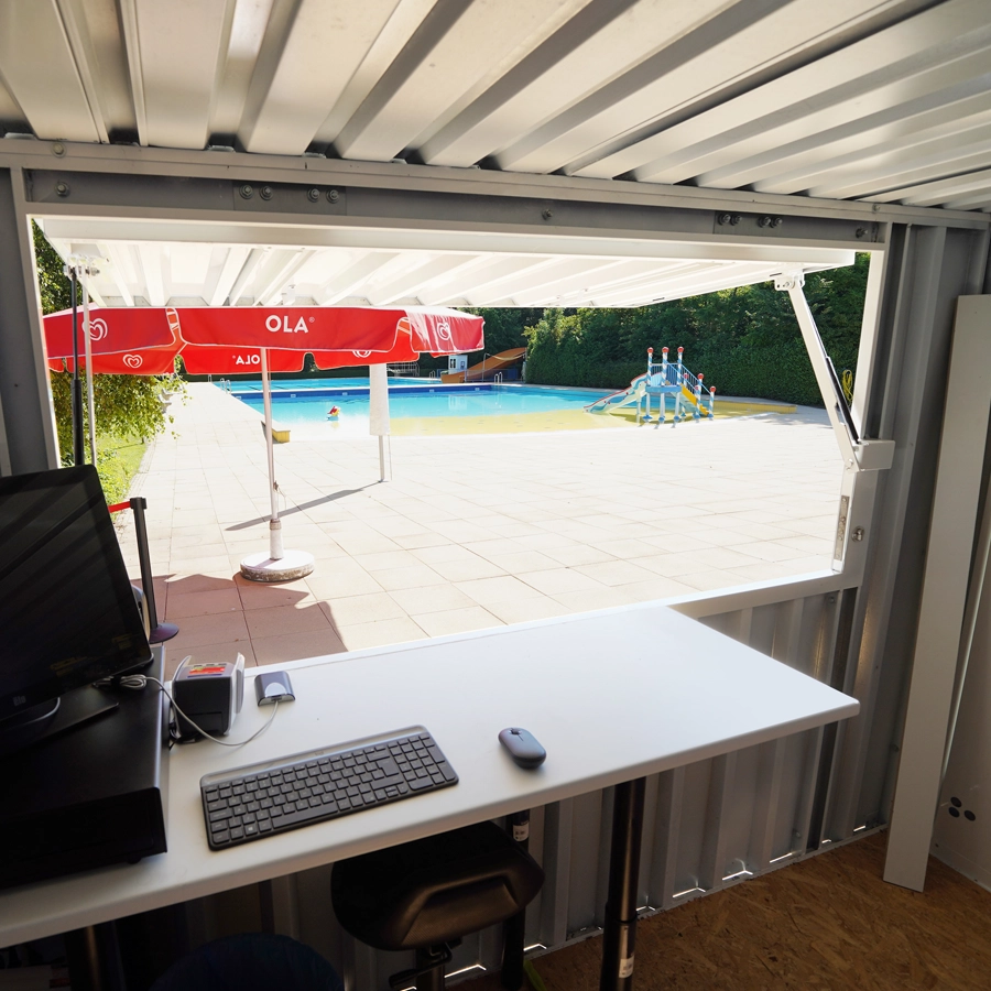 Bar Contenedor plegable 3×2 metros Blanco RAL 9016