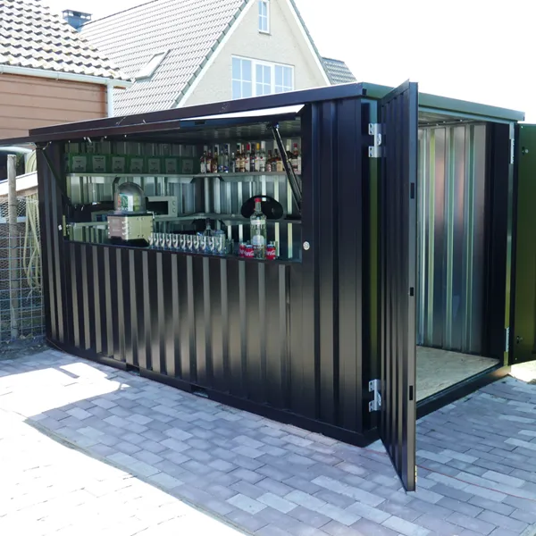 Bar Contenedor Plegable 4×2 metros Negro RAL 9005