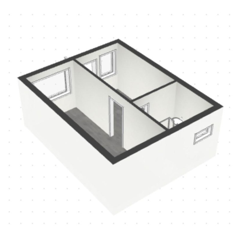 Conversión de oficina individual en dos plantas con baño y aseo, opción de accesorios de cocina (30 m²)